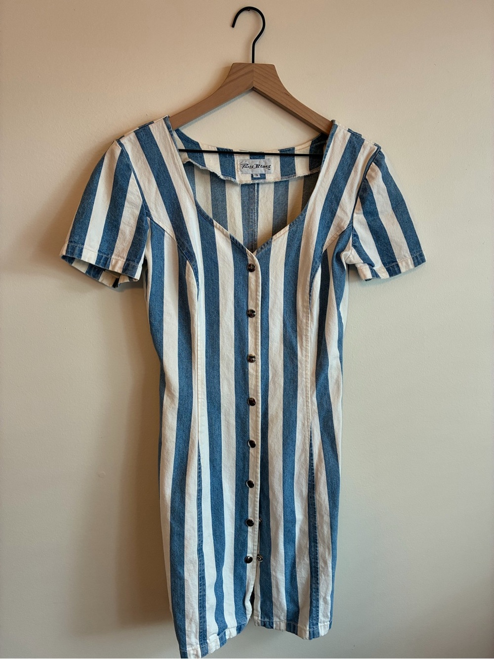 Vintage Paris Blues Striped Denim Dress